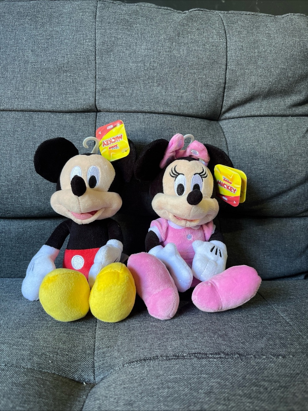 Disney Mickey and Minnie Plush Pair - Yellow & Pink Accents Brandnew